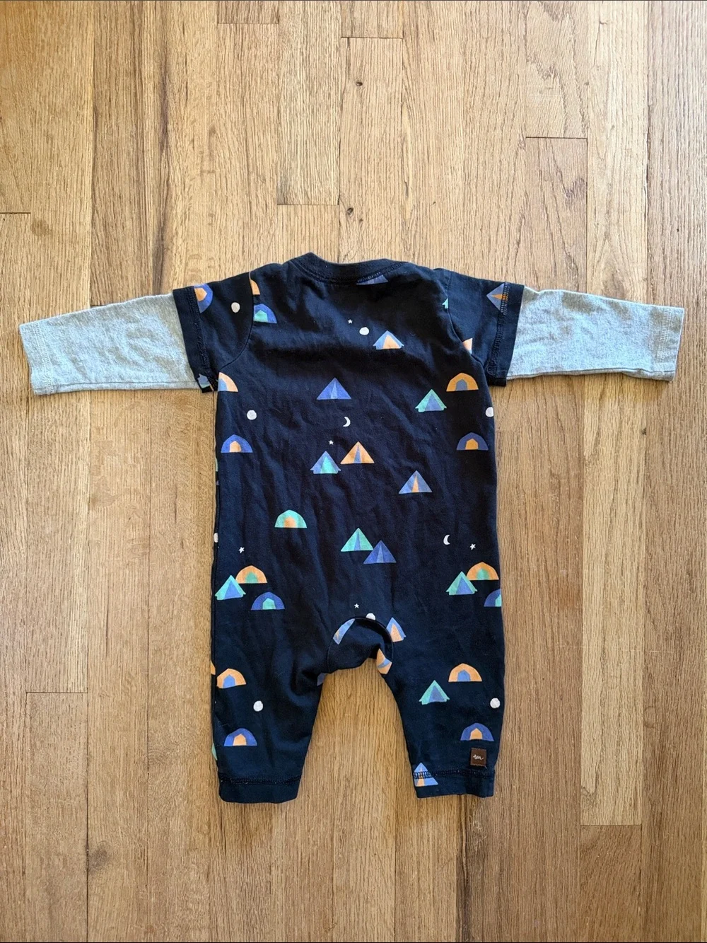 Tea Collection Baby Boy Camping Mountain Tent Romper Long Sleeve Black/Grey 3-6M